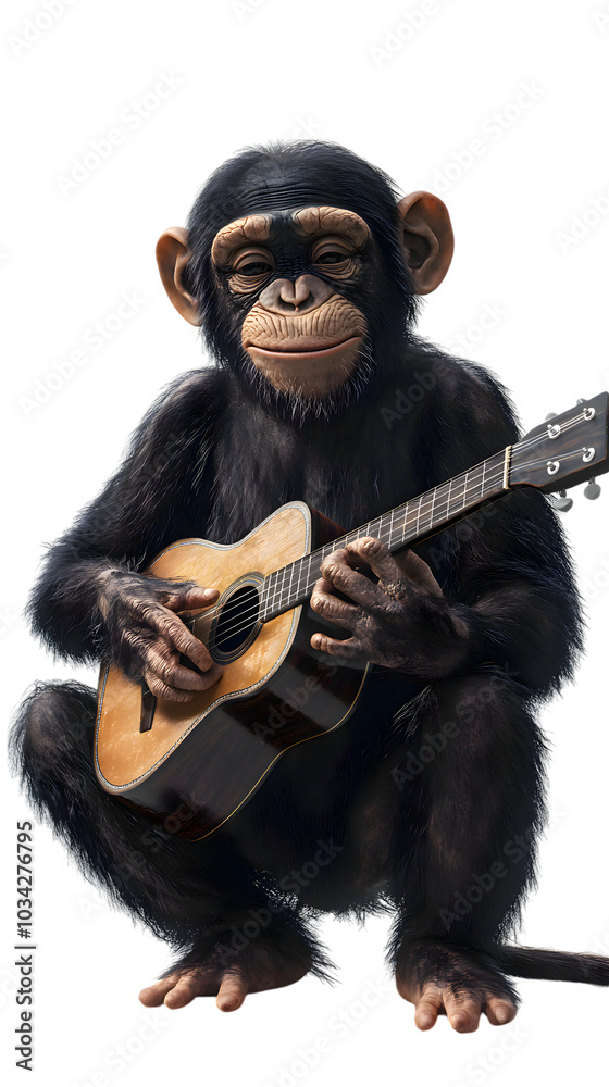 Chimpanzee Monkey Playing Guitar, Photo Realistic, on Transparent Background PNG, Pattern Background, Wallpaper, Cover and Screen of Smartphone, PC, Laptop, Transparent PNG Chimpanzee Monkey Playing Guitar, Photo Realistic, on Transparent Background PNG, Pattern Background, Wallpaper, Cover and Screen of Smartphone, PC, Laptop, Transparent PNG