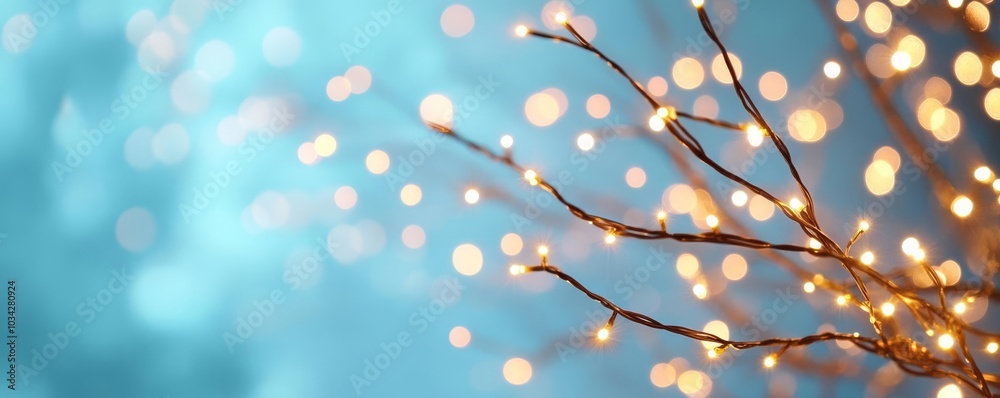 Sparkling lights on tree branches, abstract background, modern look