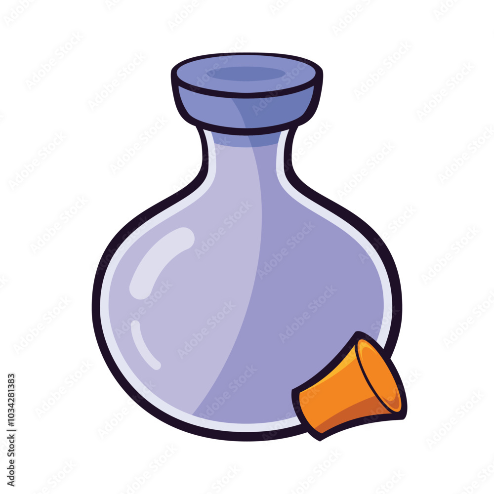 Empty Glass Bottle with Its Cork Stopper Removed and Placed Beside It Empty Glass Bottle with Its Cork Stopper Removed and Placed Beside It