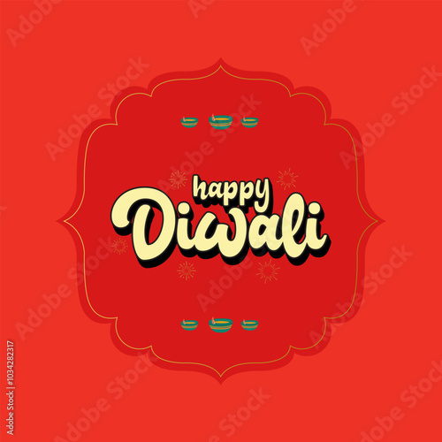 Happy Diwali typography, Text unit for social media banner design