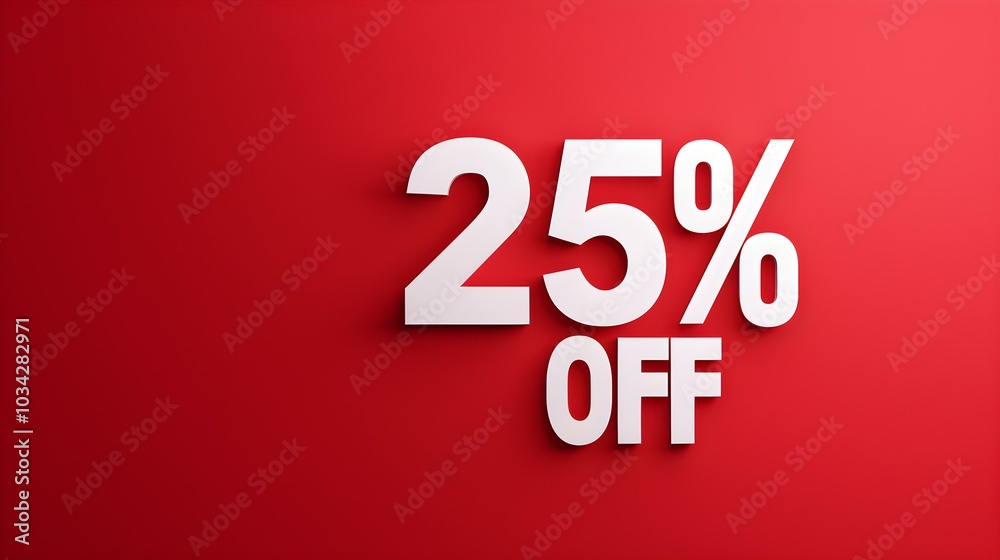 White '25% OFF' Promotional Sign on a Red Background with Copy Space White '25% OFF' Promotional Sign on a Red Background with Copy Space