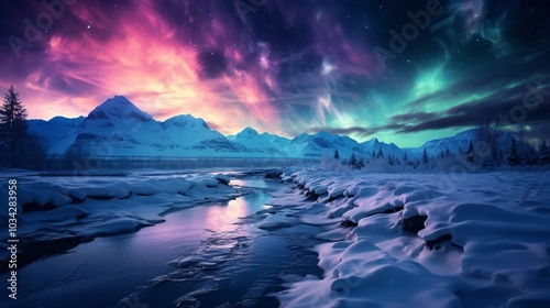 The northern lights illuminating a snow-covered plain