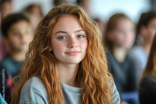 Wallpaper Mural A portrait of a teenage girl in a class in school or university Torontodigital.ca