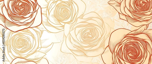 Luxury golden rose flower line art background vector. Natural botanical elegant flower with gold line art. Design illustration for decoration, wall decor, wallpaper, cover, banner, poster, card.
