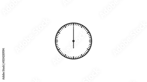 The wall clock goes around the entire border for hours animated on white background.