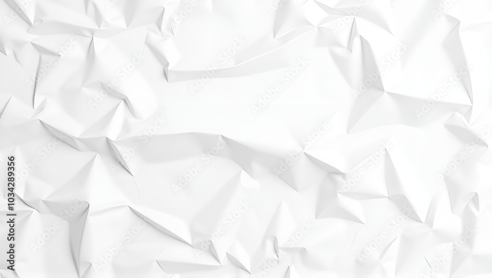 Obraz premium Crumpled white paper texture on light background, minimalistic design, copy space for text