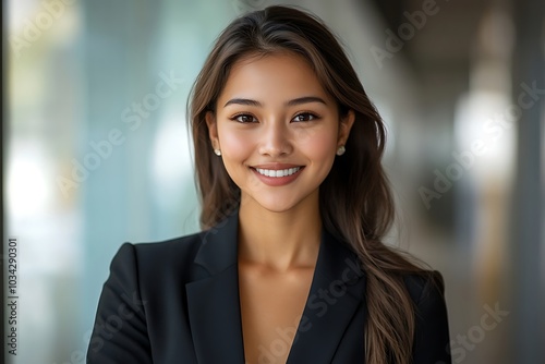 Confident Businesswoman with Bright Smile in Office