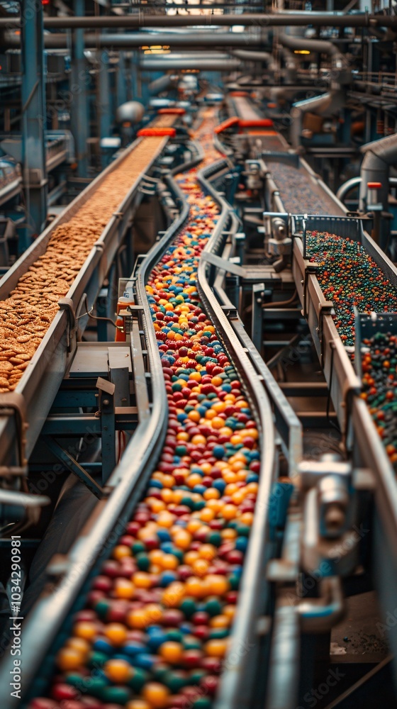conveyor belt in a candy factory conveyor belt in a candy factory
