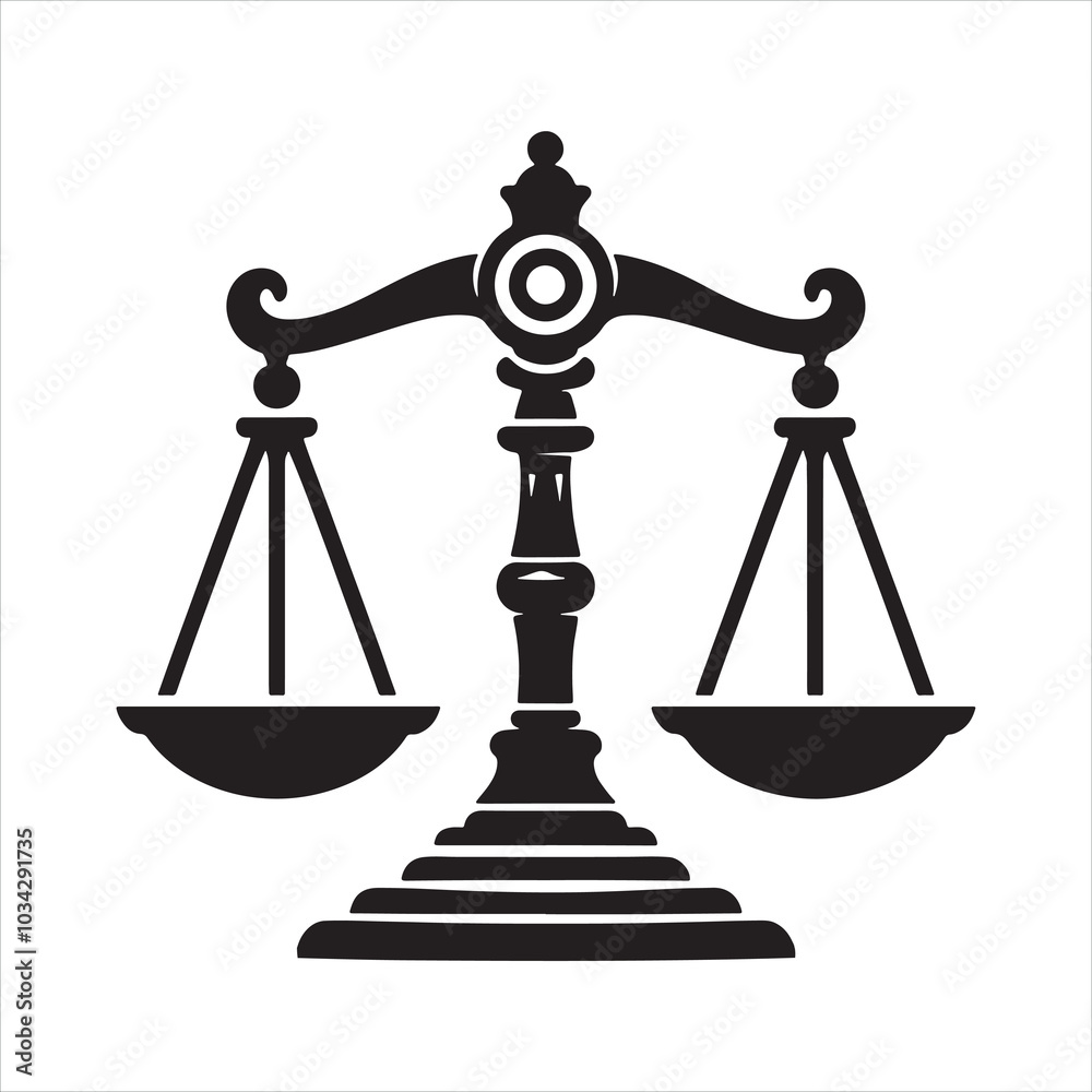 Scales of justice icon silhouette on white background
Scales of justice icon silhouette on white background