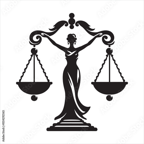 Scales of justice icon silhouette on white background
