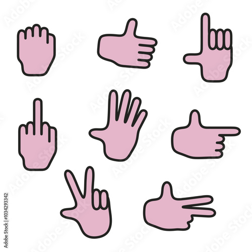 Set von Handgesten, icon hand Symbole für Layout und Web, minimalistisch