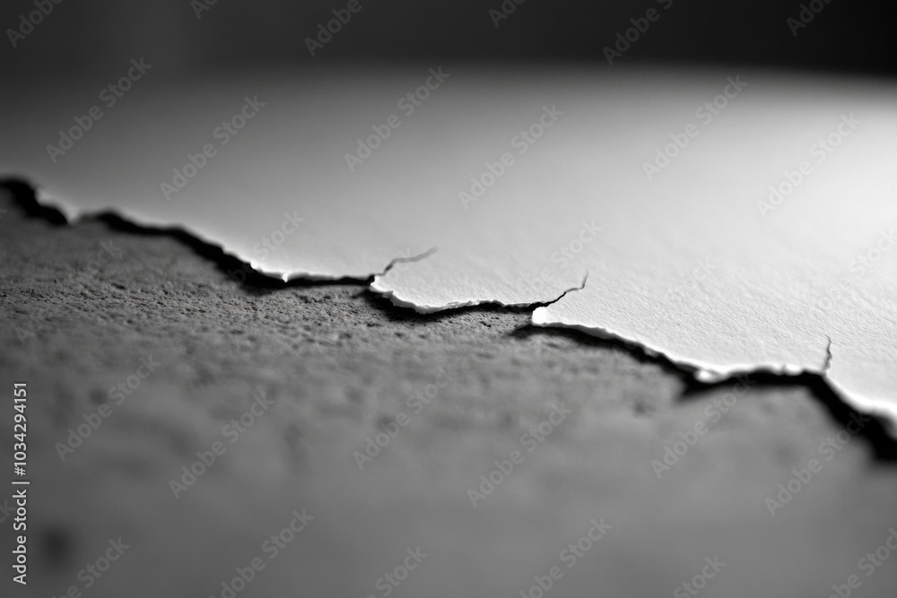 Close-up of paper tear on rough surface symbolizing fragility and destruction Close-up of paper tear on rough surface symbolizing fragility and destruction
