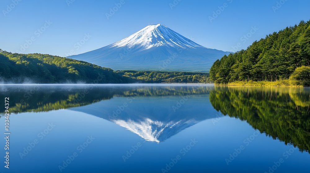 Mount Fuji, view from Lake Kawaguchiko. Mount Fuji, view from Lake Kawaguchiko.