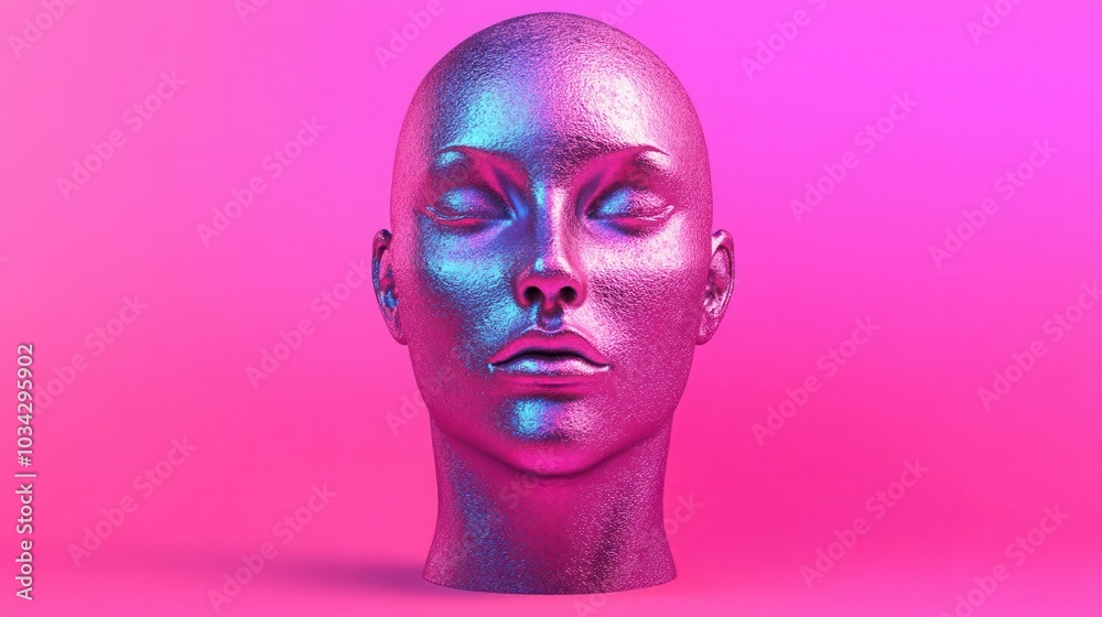 Iridescent Celestial Goddess A Surreal Digital Portrait of Shimmering Holographic Beauty