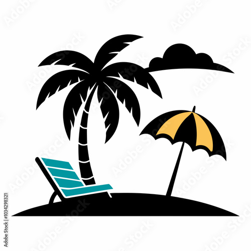 Retired beach silhouette vector illustration on a white background