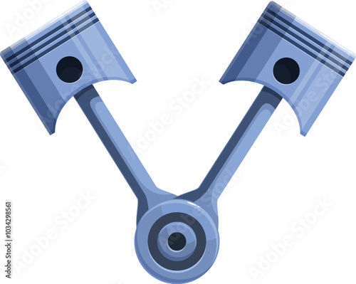 Two engine pistons forming v letter shape illustrating v engine concept