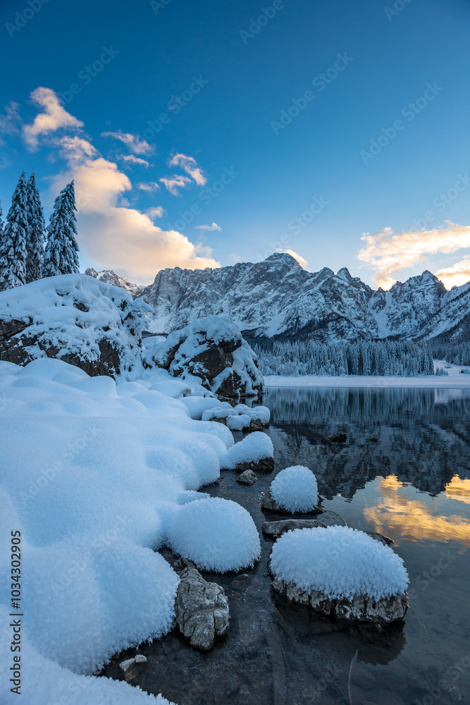 Cold evening at the lakes of Fusine