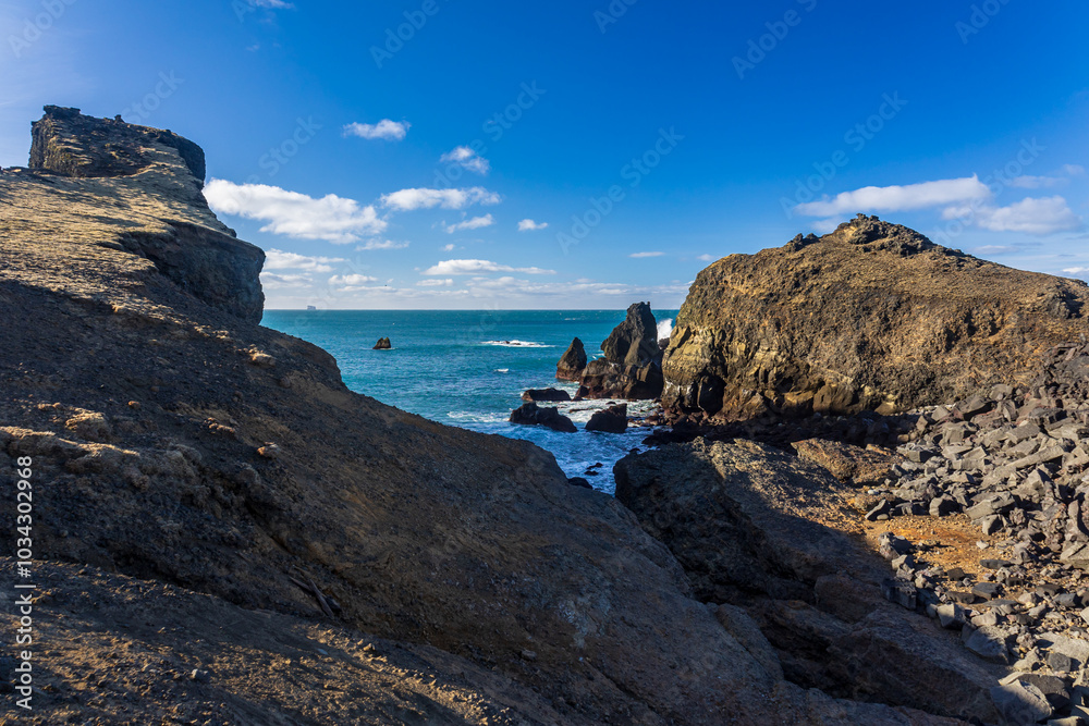 Dramatic view of the icelandic shore