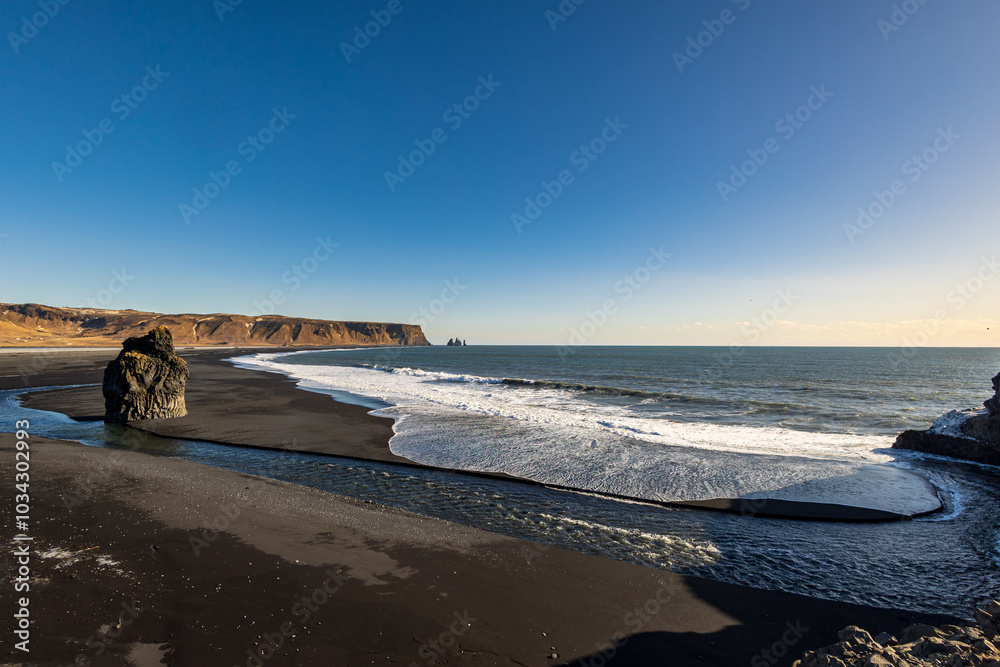 Beautiful and cold day in Dyrholaey peninsula in Iceland