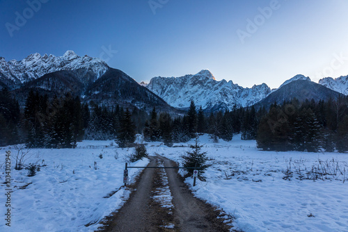 Obraz na płótnie Cold evening in the heart of Julian Alps w salonie