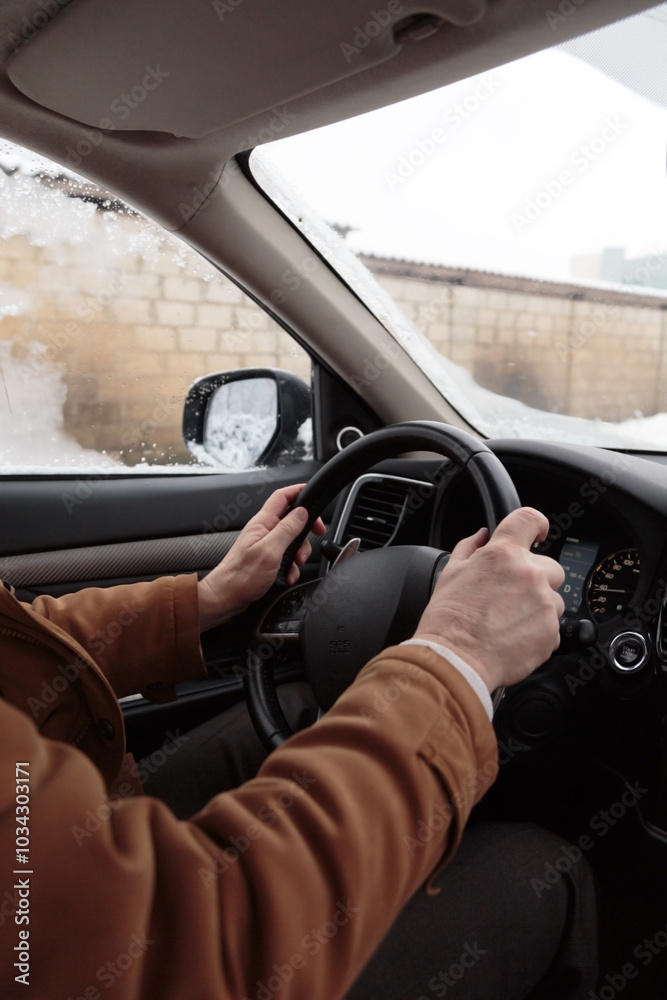 A man drives a car around the city. A man drives a car around the city.