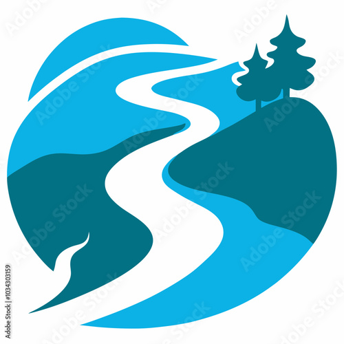 River silhouette vector illustration on white background