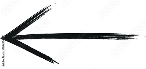 Arrow brush stroke effect on white background, Japanese calligraphy circle paint brush Buddhism sign symbol, vector illustration illuminated.	