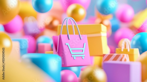 Digital Black Friday Shopping Bonanza - 3D Render of Dynamic Online Store Interface with Special Deals and Categories