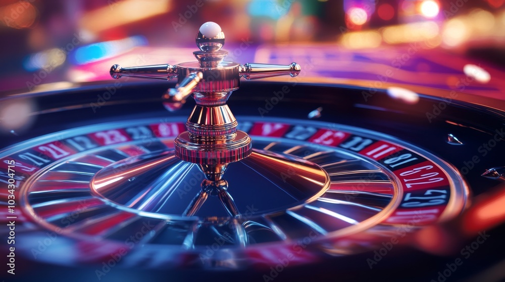 Artistic composition of a roulette ball about to settle, capturing the tension and anticipation in casino gaming. Artistic composition of a roulette ball about to settle, capturing the tension and anticipation in casino gaming.