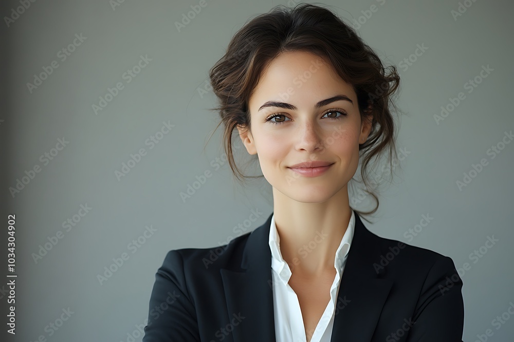 Portrait of Confident Businesswoman with Soft Smile and Eyes Portrait of Confident Businesswoman with Soft Smile and Eyes