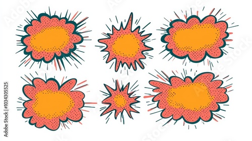 Hand Drawn Comic Speech Bubbles Set.