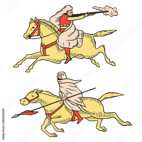 Arabic warrior on the horse photo