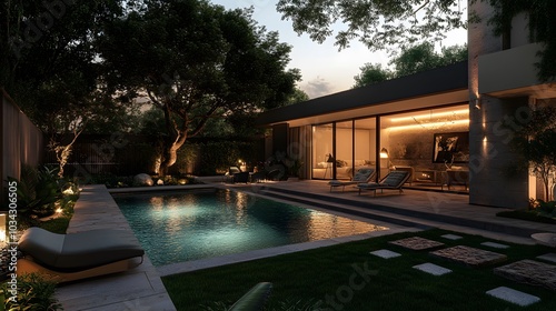 Wallpaper Mural Superb backyard on night background.  Torontodigital.ca