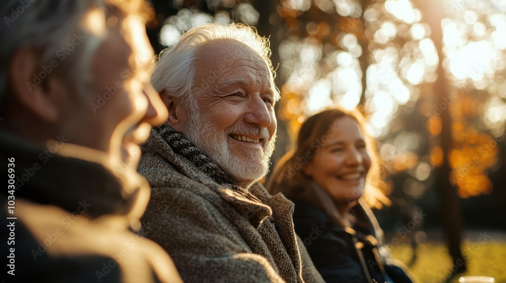 Joyful senior man spending time with friends stock photo Joyful senior man spending time with friends stock photo