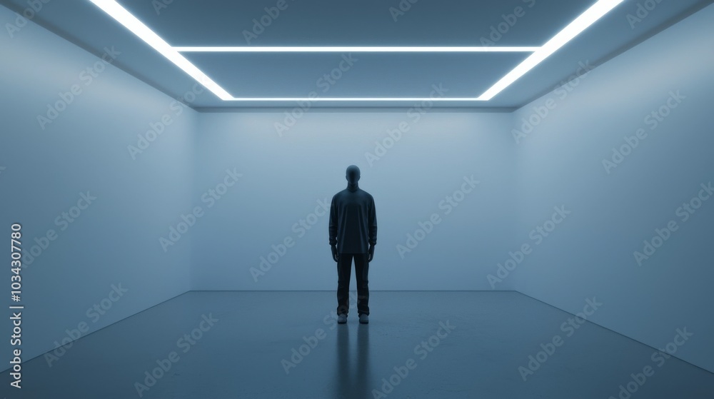 Man Standing in a Minimalist Room.