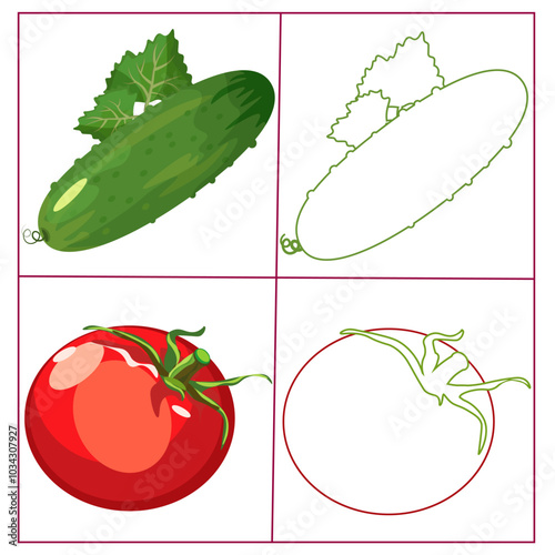 Une page de coloring pour les très Jeanes enfants. Les legumes 