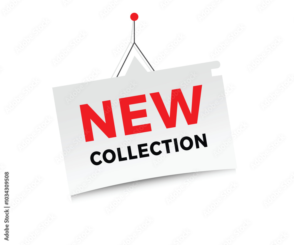 New collection banner, hanging paper modern design. vector illustration template design announcement. New collection banner, hanging paper modern design. vector illustration template design announcement.