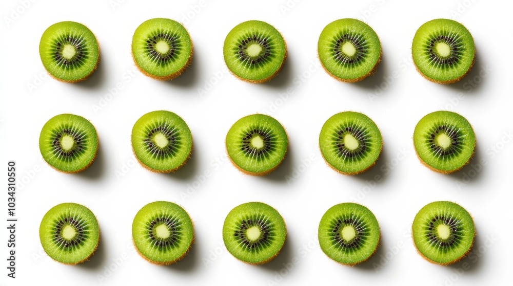 Fototapeta premium Green Kiwi Slices Pattern.