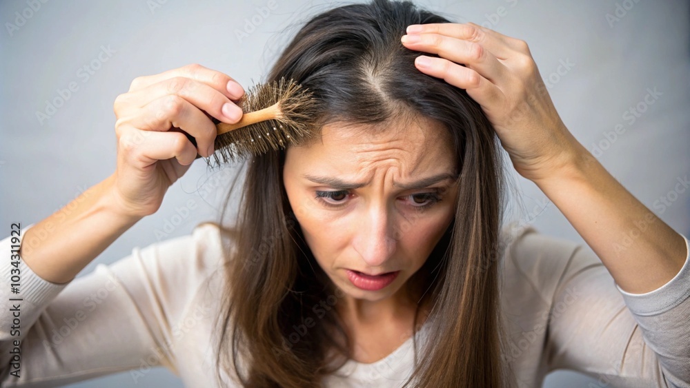 Fototapeta premium Woman Suffering From Hairloss 