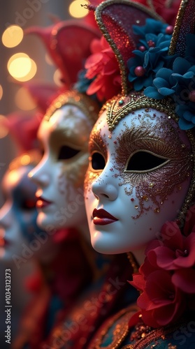 Intricate masks with ornate details, ready for a night of revelry.