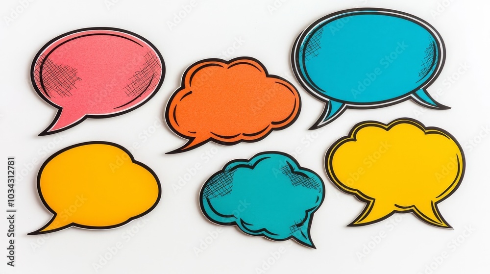 Colorful Speech Bubbles on White Background.