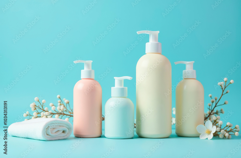 Body care cosmetics on a delicate background Body care cosmetics on a delicate background