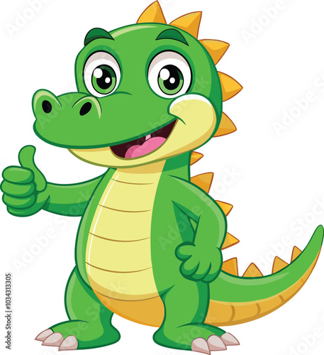 Thumbs Up, Crocodile Style: A cheerful cartoon crocodile gives a thumbs up, showcasing a friendly and approachable demeanor. Perfect for children's books, educational materials, and fun.