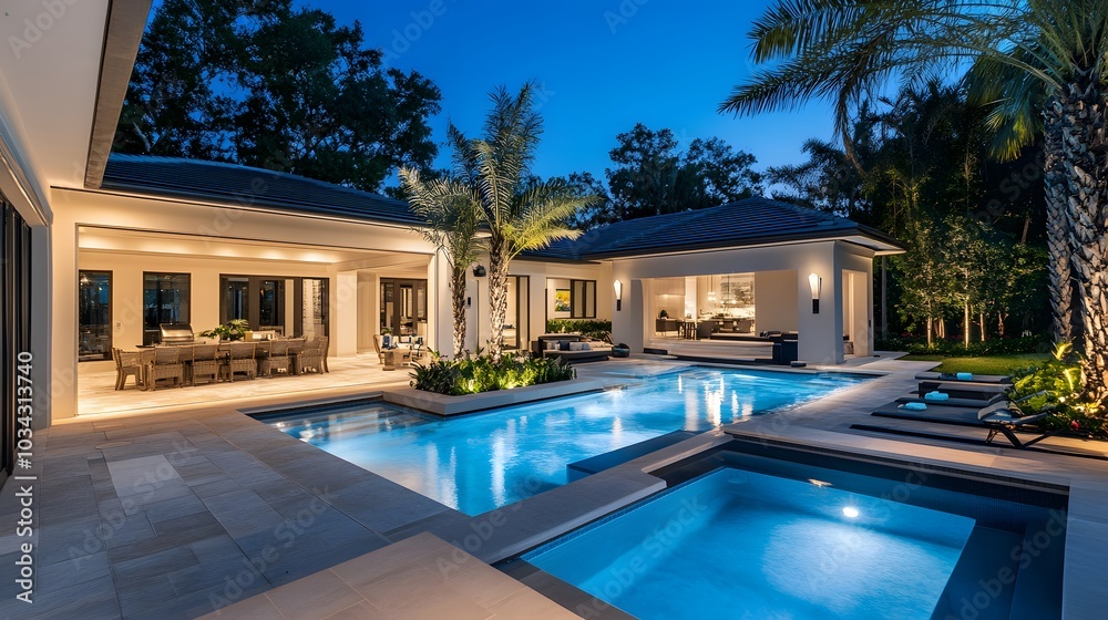 Superb backyard on night background. Superb backyard on night background.