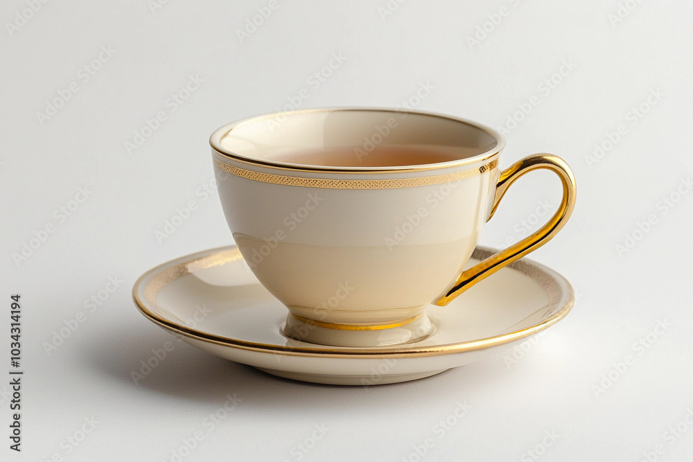 Elegant tea cup and saucer set on a neutral background Elegant tea cup and saucer set on a neutral background
