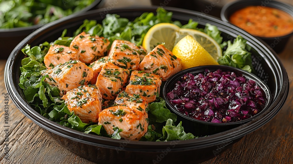 Grilled Salmon Salad with Red Cabbage and Lemon Grilled Salmon Salad with Red Cabbage and Lemon