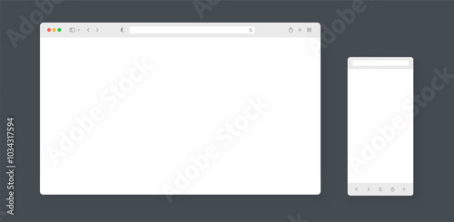 Web browser, internet browser search engine. Search bar for ui ux design and web site. Search address and navigation bar icon. Collection of search form templates for websites