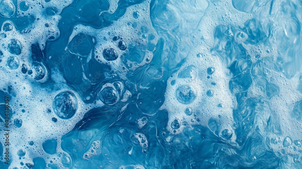 Fresh bubbles beneath the surface of blue water, creating a natural background. --a Fresh bubbles beneath the surface of blue water, creating a natural background. --a