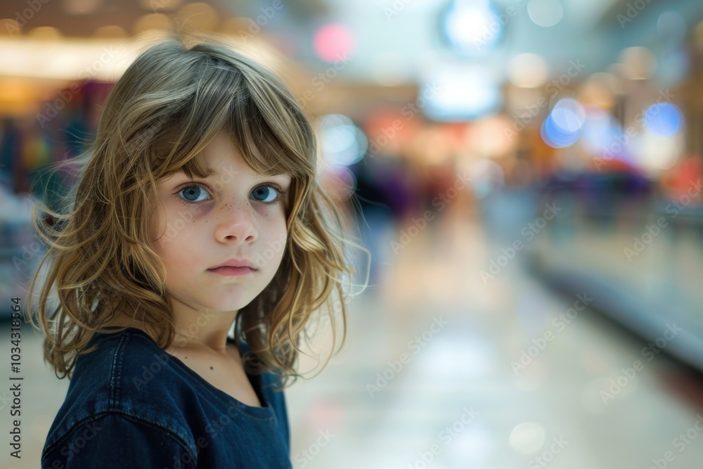 Autistic Child Navigating a Busy Shopping Mall Autistic Child Navigating a Busy Shopping Mall