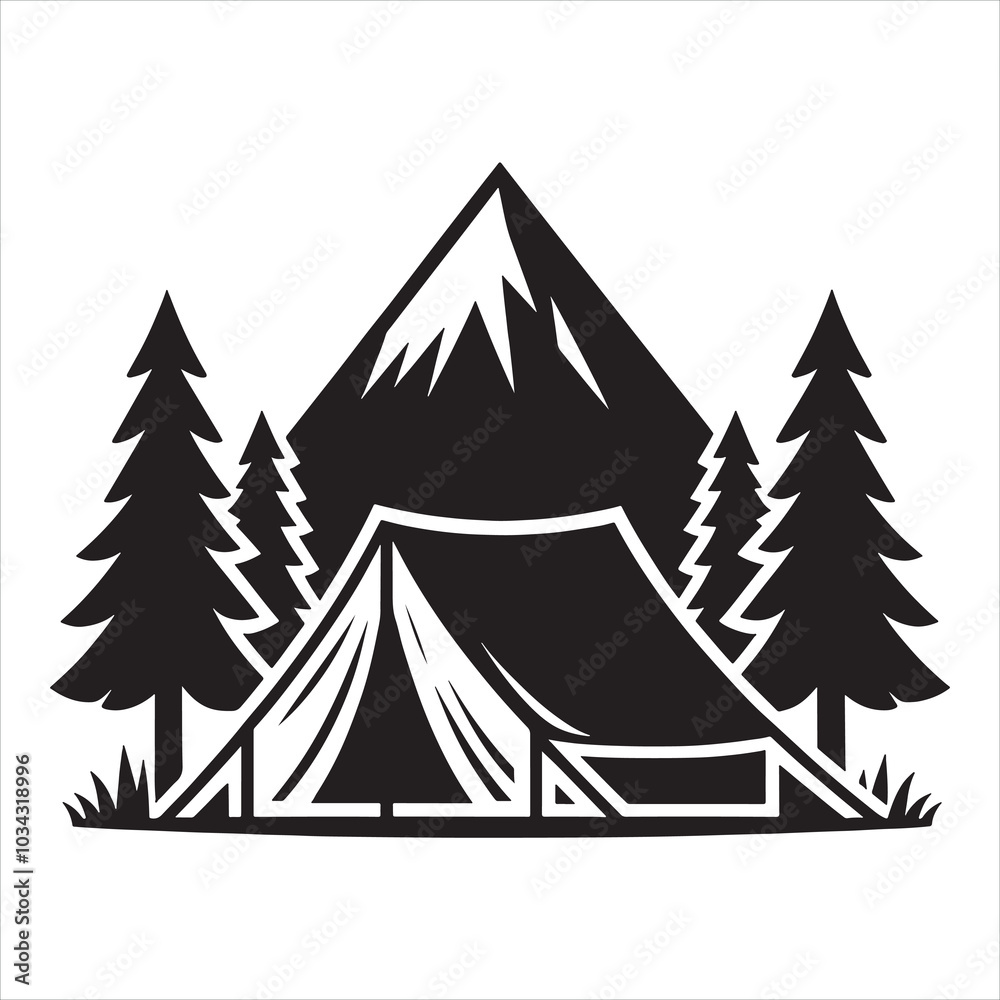 Camping silhouette on white background
Camping silhouette on white background